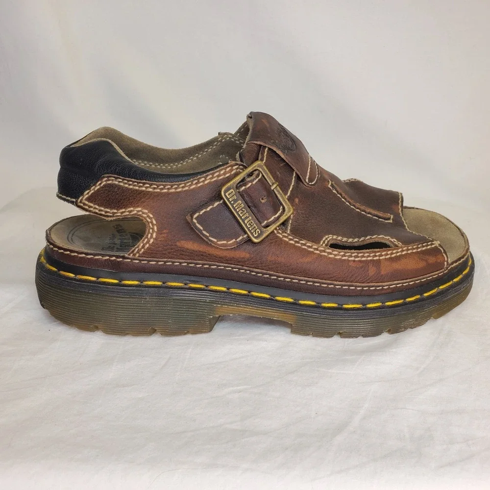 Vintage 90's Dr. Martens AirWair 8A60 Chunky Fisherman Sandals Mens 12 Brown